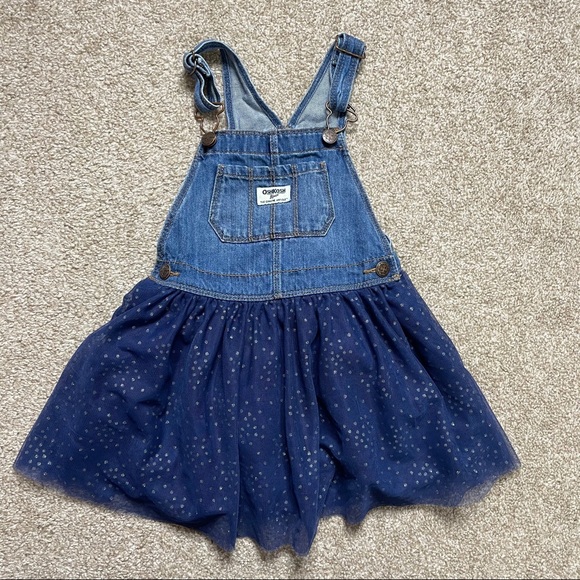 Oshkosh Overall Tutu Dress Oshkosh Toddler Girls Denim Overall Dress W/Tutu,  3T